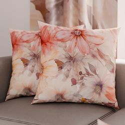 PETTI Artigiani Italiani - Lot de 2 Taies d'Oreillers 60x60 cm 100% Microfibre Hypoallergénique, Housse Oreiller Rectangulaire Motif Floral Rose, Paquet de 2, Fabriqué en Italie