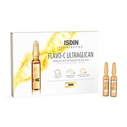 ISDIN Isdinceutics Flavo-C Ultraglican antioxidant dagvårdsserum (10 enkla ampuller) | Skyddar huden från skador från fria radikaler