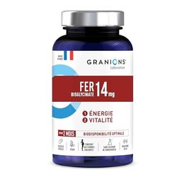 GRANIONS Fer 14 mg – 60 gélules | Complement alimentaire Energie et vitalité | Hautement biodisponible | Convient aux femmes enceintes | À partir de 6 ans ​