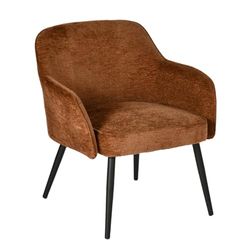 MEUBLE COSY Fauteuil Salon Chaise de Loisirs Canapé 1 Place pour Chambre Bureau avec Accoudoirs et Assise Épais en Tissu Chenille, Pied Métal, Caramel
