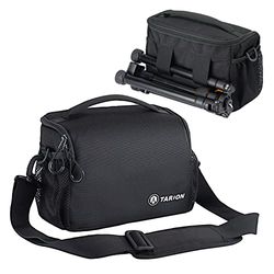 TARION Kameraväska DSLR messengerväska liten kameraväska DSLR axelväska kamera skolväska pryl väska över kroppen väska fodral för SLR trådlösa kompakta kameror gatufotografering, Svart, S, Portfölj