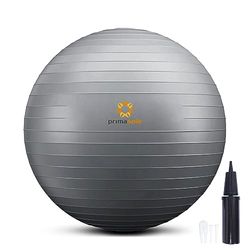 primasole Oefenbal voor evenwichtsstabiliteit Fitness Workout Yoga Pilates thuis kantoor en sportschool met inflatorpomp. (25,6 inch zilvergrijs) PSS91NH063A