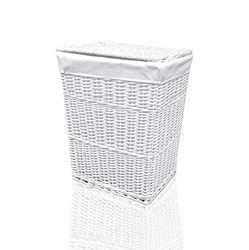 Arpan Panier à linge en osier blanc moyen avec doublure blanche