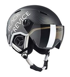 BLACK CREVICE Casco da sci Vail I Casco da sci con visiera stile pilota in diversi colori I Casco da sci per Uomo & Donna I Casco da sci in policarbonato I Casco traspirante I Regolabile (L (58-61 cm), opaco nero carbone /bianco)