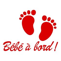 Ambiance Sticker Autocollant de Voiture Vitres Bébé à Bord Autocollant avec Petits Pieds de Bébé Rouge Tomate - H20 x L15 cm
