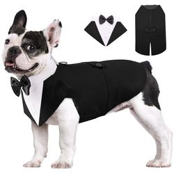 AOFITEE Conjunto Formal de Esmoquin para Perros pequeños, con Camisa, Chaleco Tipo Esmoquin y Bandana con moño Desmontable, para Boda, Navidad o Halloween