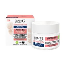 SANTE Naturkosmetik Skin Protection, crema da notte con probiotici, olio biologico Inchi e burro di karitè biologico, crema idratante, cura della notte vegana per pelle curata e luminosa, 50 ml