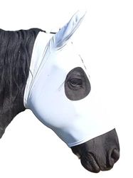 Maschera per Cavallo in Tessuto di Lycra di Alta Qualità con Orecchie Anti mosche Mod. PADDOCK Col. White, Taglia DRAFT
