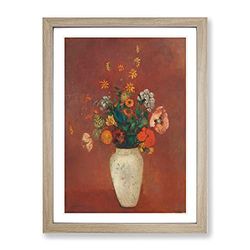 Vase Of Flowers Vol.6 By Odilon Redon Classic Painting Framed Wall Art Print, Ready to Hang Picture for Living Room Bedroom Home Office Décor, Oak A2 (64 x 46 cm)
