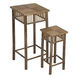 BigBuy Home Sidobord naturlig bambu 22,5 x 22,5 x 50 cm 32,5 x 32,5 x 70 cm 2 stycken (2 stycken)