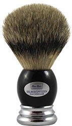 Hans BAIER Exclusive pennello da barba Argento Punta vera corno scuro con Base in metallo