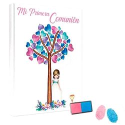 Boek voor communie, meisje + tampon voor voetafdrukken in twee kleuren, boek 29 x 24 cm Arguval