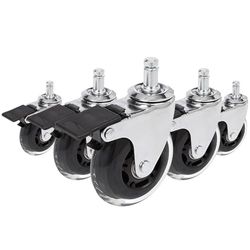hjh OFFICE 729401 Stol på hjul 5x ROLO SKATE 11mm/75mm med låsbar broms | Hårda golv - 5-pack, Högkvalitativa hjul i Skate-design för hårda golv, Glider tyst utan störande ljud