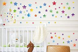 WALPLUS Adhesivo Decorativo, diseño, Vinilo, Coloridas Acuarelas de Estrellas para decoración del hogar, guardería, decoración de Pared Grande, 35 x 24 x 20 cm