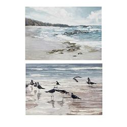 DKD Home Decor Canvas foto MDF hout strand (2 stuks) (120 x 3 x 80 cm)