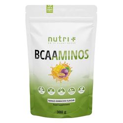 Nutri + BCAA poudre Mangue Maracuja - Amino Complex hautement dosé - BCAA Instant Powder - meilleure solubilité & goût sensationnel - 300 g de poudre - mélange d'acides aminés