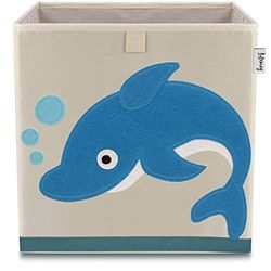 LIFENEY Caja de almacenamiento infantil con diseño de delfín I Caja de juguetes con diseño de animales adecuada para estantes de dados I Caja organizadora para la habitación de los niños I Cesta de