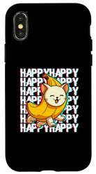 Coque pour iPhone X/XS Happy Banana Cat Meme Bananacat Happy Kitty Amoureux des chats Meme