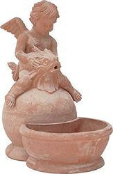 FONTANA DA ESTERNO "PUTTINO" IN TERRACOTTA FATTA A MANO; ALTEZZA CM. 86, DIAMETRO CM. 50.