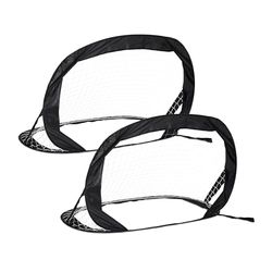 Relaxdays Porta da Calcio per Bambini, Set da 2, Rete Pop Up Portatile per Casa e Giardino, HLP: 80 x 120 x 85 cm, Nero, Acciaio