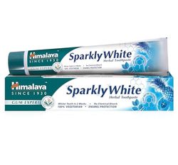 Himalaya Herbals Sparkly White Herbal Vegetarian Toothpaste for whitening teeth with advanced plague removal|Anti-inflammatory 12-Hour Germ Protection- 75ml