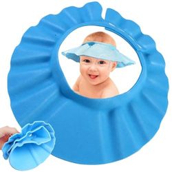 PARENCE.- Gorro de baby shower/bañador - Protección todo en uno para la cara, las orejas y los ojos/Visera de natación ajustable con broches, material suave no irritante - Color aleatorio