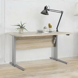 Dmora - Bureau Philomene, Pupitre Polyvalent, Table de Bureau pour PC, Plan de Travail, 120x80 h75 cm, Gris et Chêne