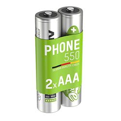 Ansmann 5035523 - Pilha maxE previamente carregada, telefone sem fio, tipo 550 mAh, auto-descarga reduzida, micro AAA, 2 unidades