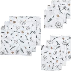 Meyco Baby Floral starterset, set van 9 organische mousseline (eerste uitrusting van 100% biologisch katoen, huidvriendelijk, multifunctioneel gebruik, duurzaam en milieuvriendelijk), veelkleurig
