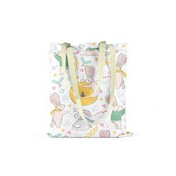 Bonamaison Printed Tote Bag, Reusable Grocery Bag, Shopping Bag, Machine Washable, Foldable, Canvas Cloth Bag with Handles, Size: 34x40 Cm
