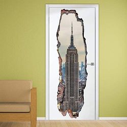 Walplus Adhesivo Para Adultos Pegatinas Decorativas De Pared No Tóxico Durable Vinilo Ventana Armario Walplus Adhesivo De Pared Autoadhesivo 3D Empire Tower Door Mural Home Decor Multi