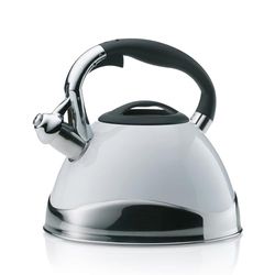 Kela bollitore a induzione 3L, bollitore a Flute in Acciaio Inox, per Tutti i Tipi di Piano Cottura, con Apertura sicura del Coperchio del beccuccio Tramite Pulsante, VARUS, bollitore per tè Bianco