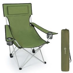 HOMECALL opvouwbare campingstoel, groen, armleuning met bekerhouder