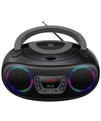 Denver TCL212BT radio med Bluetooth, Bluetooth-radio med ljuseffekter, bärbar CD-spelare, AUX, USB, grå, svart