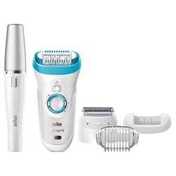 Braun Silk Epil 9-558 Wet and Dry Epilator for Women, Cordless Epilation and Hair Removal with 5 Extras, Including Bonus Face (UK 2-Pin Plug)