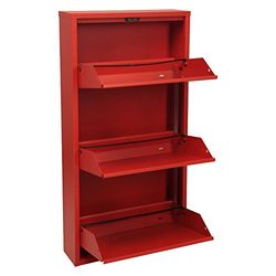 DonRegaloWeb Scarpiera in Metallo a 3 Righe in Colore Rosso, 103x50x15 cm