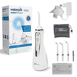 Waterpik Idropulsore Portatile Cordless Advanced, 3 Impostazioni di Pressione, Strumento di Rimozione della Placca Dentale Ideale per Viaggi o Piccoli Bagni, Batteria Ricaricabile, Bianco (WP-560EU)