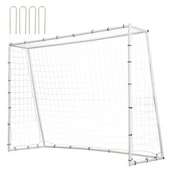 VEVOR Entraîneur de rebond de football, équipement d'entraînement de football en fer de 2,4 x 1,8 m, mur de rebond de football sportif avec filet de rebond double face et but, parfait pour la pratique