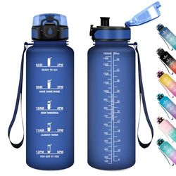 1,5 liter fitnesswaterfles, lekvrij, waterfles met tijdmarkering, herbruikbare fles, sportfles, lekvrij, drinkfles voor volwassenen, fitnessstudio, camping, sportschool