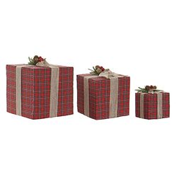 DKD geschenkdoos Home Decor Kerstmis polyester strik (3 stuks) (20 x 20 x 23 cm)