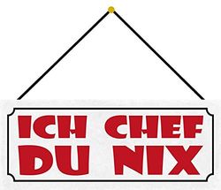 Schatzmix Blechschild ICH Chef-DU Nix Metallschild 27x10cm Deko Tin Sign mit Kordel Señal metálica, hojalata, Multicolor, 27x10 cm
