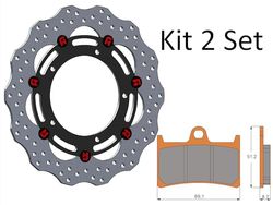 Kit Dischi Freno Flottanti Anteriori Accossato Linea Elite per Moto DK249 + Pastiglie freno AGPA97 per YAMAHA YZF R6 (600) dal 2003 al 2004