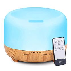 Diffuseur d'Huiles Essentielles Humidificateur d'air: 500ML Diffuseur Ultrasons avec Télécommande - Diffuseur Aromathérapie électrique avec 7 LED pour Maison Bureau Salon Spa