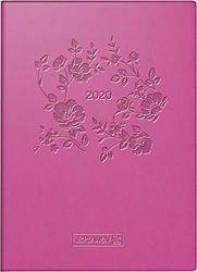 Brunnen 107366804 pocket calendar model 736 Kompagnon, 1 page = 1 day, 10 x 14 cm, faux leather cover pink, calendar 2020