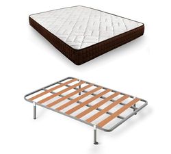 HOGAR24 ES Compleet bed, basis lattenbodem + matras Dream Flex 13, houten latten, stalen buisframe 30 x 30 mm, set met poten, ademend, stevig en comfortabel, 120 x 190 cm