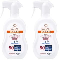 Ecran Denenes - Leche Protectora Solar SPF 50+ para Niños en Spray, Protección UVB, UVA e IR-A, Resistente al Agua, con Extracto de Algodón y Vitamina E, Apta para Pieles Sensibles y Atópicas - 270 ml