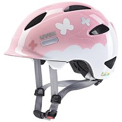 uvex oyo style, casco da ciclismo leggero per bambini, regolazione individuale delle dimensioni, ampliabile con luce a LED, 50-54 cm, Farfalla rosa