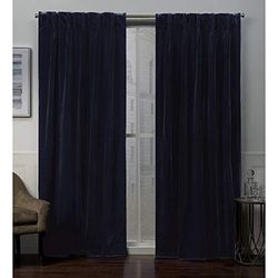 Exclusive Home Curtains Paire de Rideaux en Velours avec Dessus plissé, Polyester, Bleu Marine, 27x96