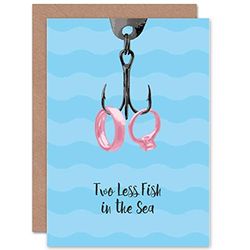 Wee Blue Coo Wedding Marriage Fishing Hook Fish Sea Fun Gift Sealed Greeting Card Plus Envelope Blank inside Pescar PEZ Regalo