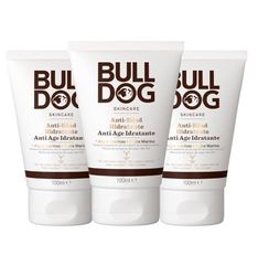 BULLDOG 3-pack fuktgivande anti-aging krämer för män, 3 x 100 ml